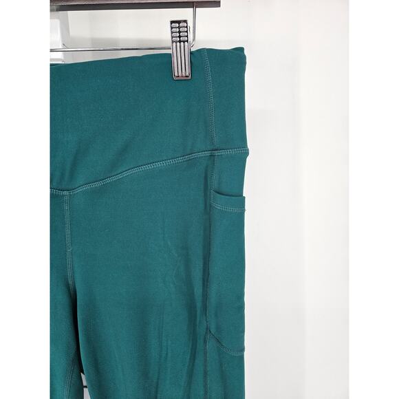 Gaiam Womens Sz L Compression Athletic Leggings w/ Pockets Teal - Picture 2 of 4